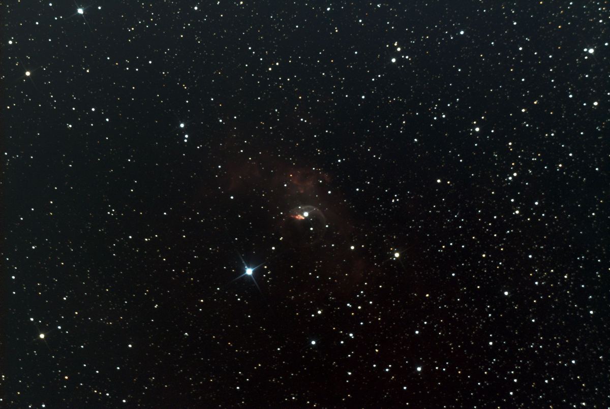NGC 7635 (Bubble Nebula) in Cassiopeia — wind-blown emission shell around BD+60° 2522, photographed from Plau am See on 3 Sep 2025