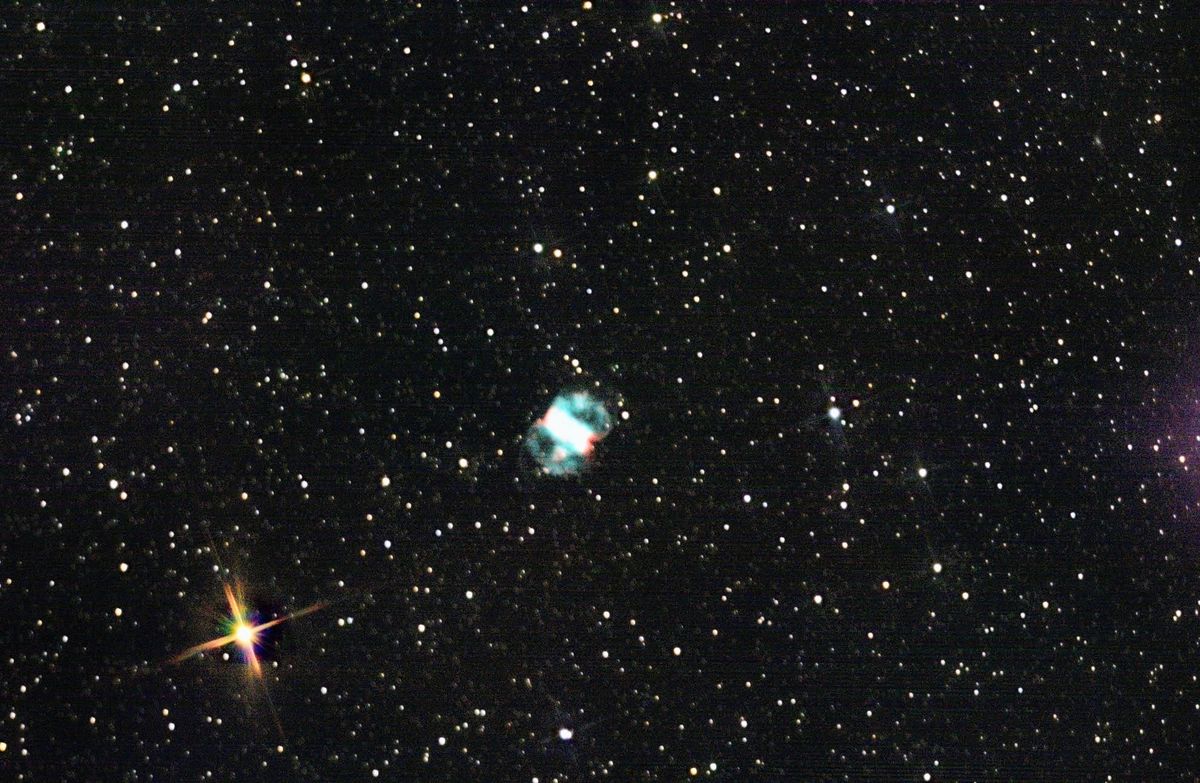 Messier 76 (Little Dumbbell Nebula) in Perseus — bipolar planetary nebula, photographed from Plau am See on 18 Oct 2025