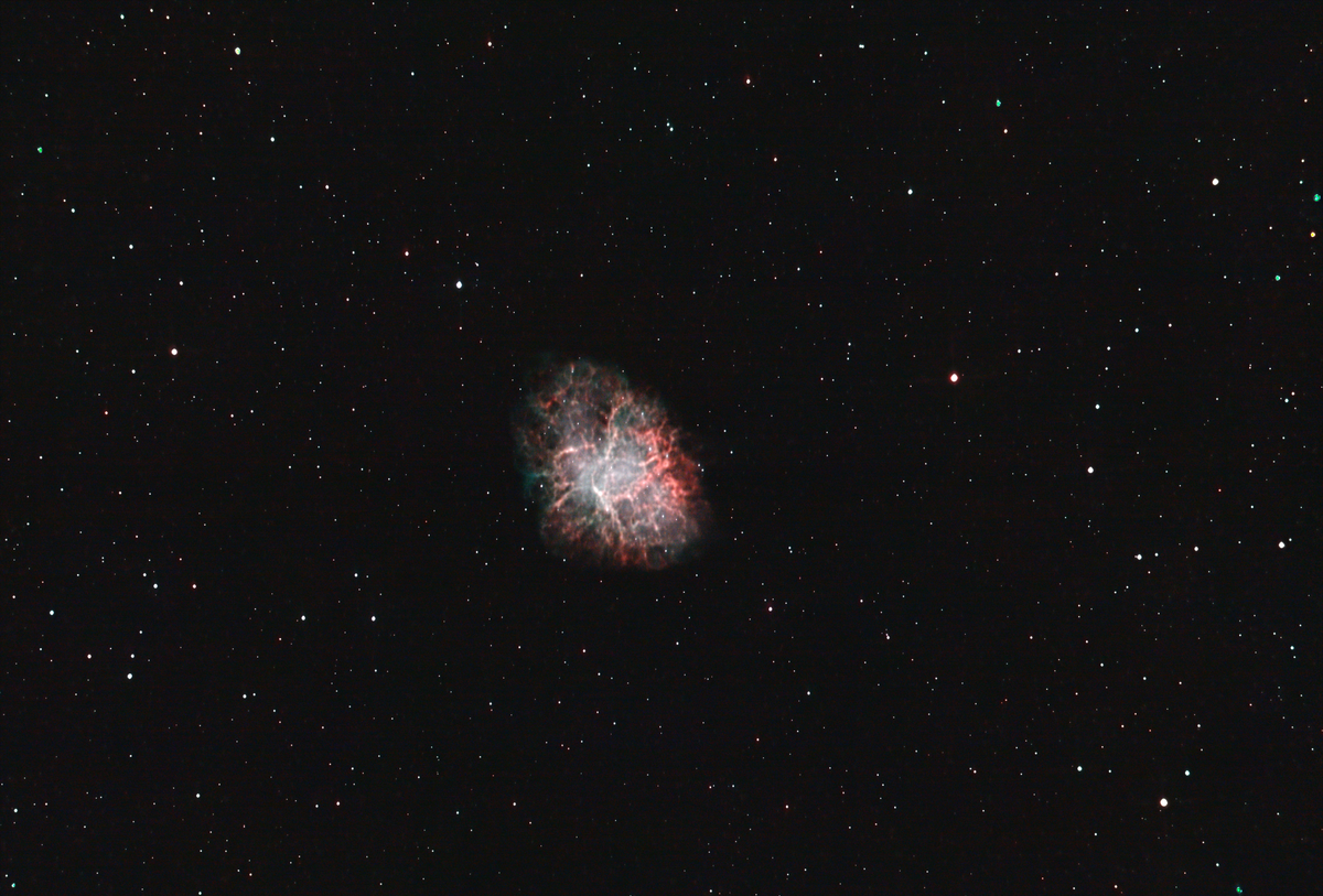 Messier 1 (Crab Nebula) in Taurus — supernova remnant of SN 1054, photographed from Plau am See on 15 Dec 2025