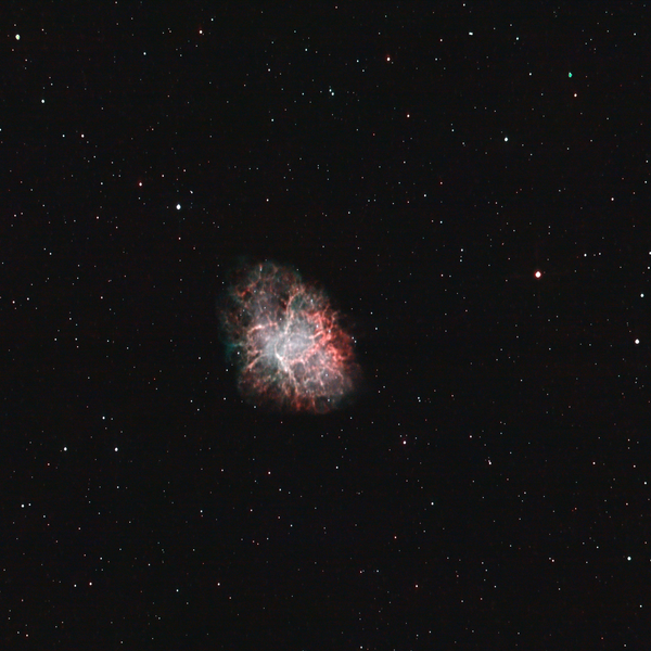 Messier 1 (Crab Nebula) in Taurus — supernova remnant of SN 1054, photographed from Plau am See on 15 Dec 2025