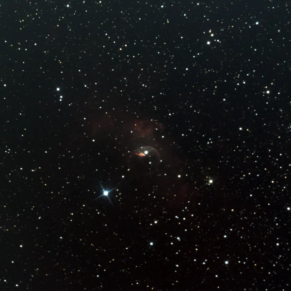 NGC 7635 (Bubble Nebula) in Cassiopeia — wind-blown emission shell around BD+60° 2522, photographed from Plau am See on 3 Sep 2025