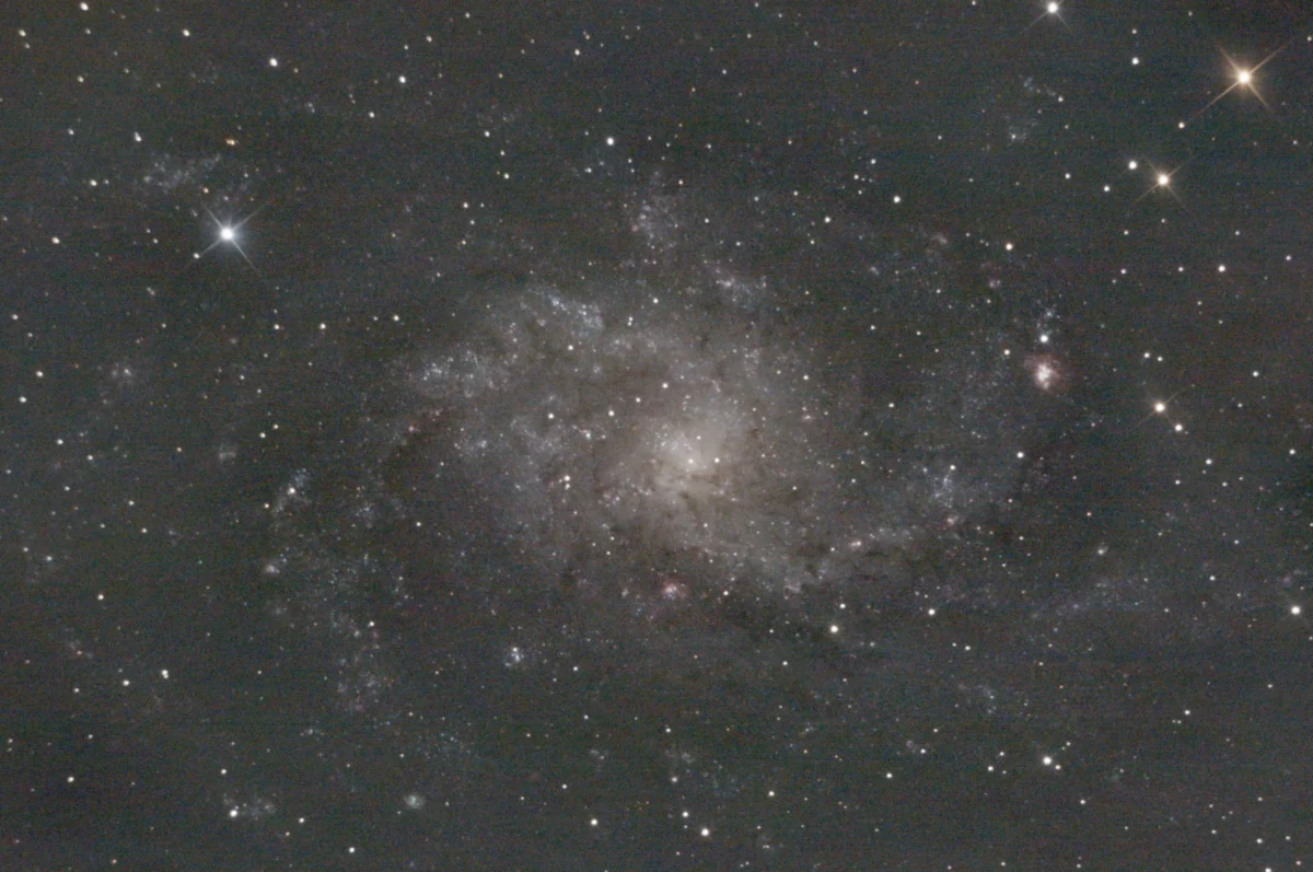 Messier 33 (Triangulum Galaxy) — face-on spiral, deeper Plau am See session 11 Oct 2025