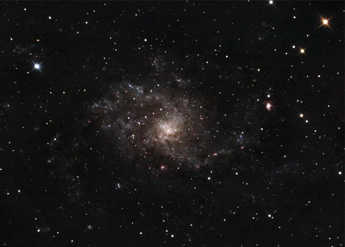 Messier 33 (Triangulum Galaxy) — face-on spiral, deeper Plau am See session 11 Oct 2025