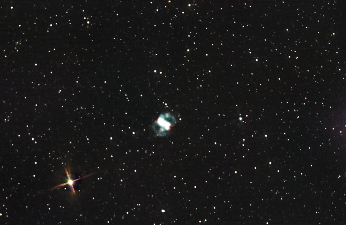 Messier 76 (Little Dumbbell Nebula) in Perseus — bipolar planetary nebula, photographed from Plau am See on 18 Oct 2025