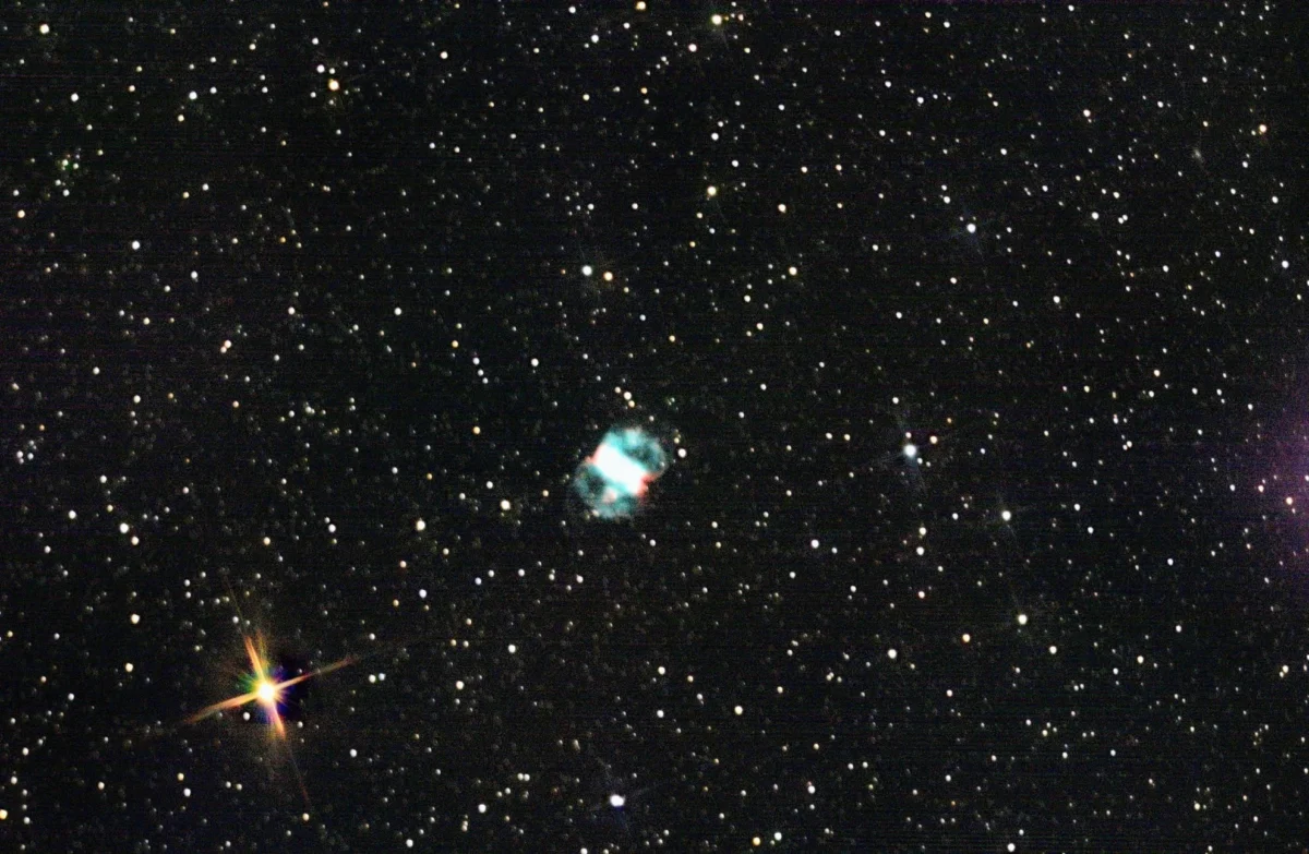 Messier 76 (Little Dumbbell Nebula) in Perseus — bipolar planetary nebula, photographed from Plau am See on 18 Oct 2025