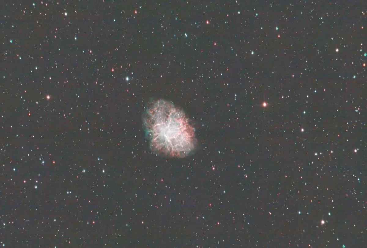 Messier 1 (Crab Nebula) in Taurus — supernova remnant of SN 1054, photographed from Plau am See on 15 Dec 2025