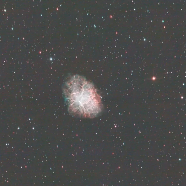 Messier 1 (Crab Nebula) in Taurus — supernova remnant of SN 1054, photographed from Plau am See on 15 Dec 2025