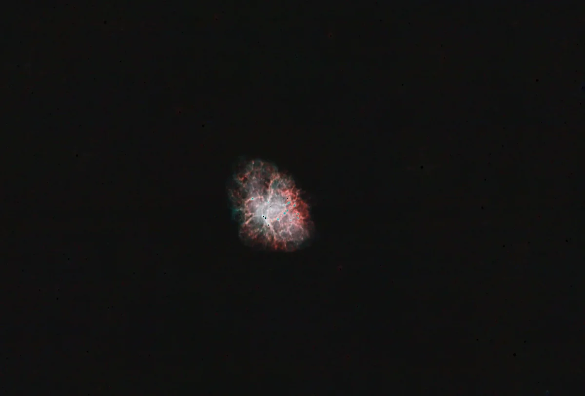 Messier 1 (Crab Nebula) in Taurus — supernova remnant of SN 1054, photographed from Plau am See on 15 Dec 2025
