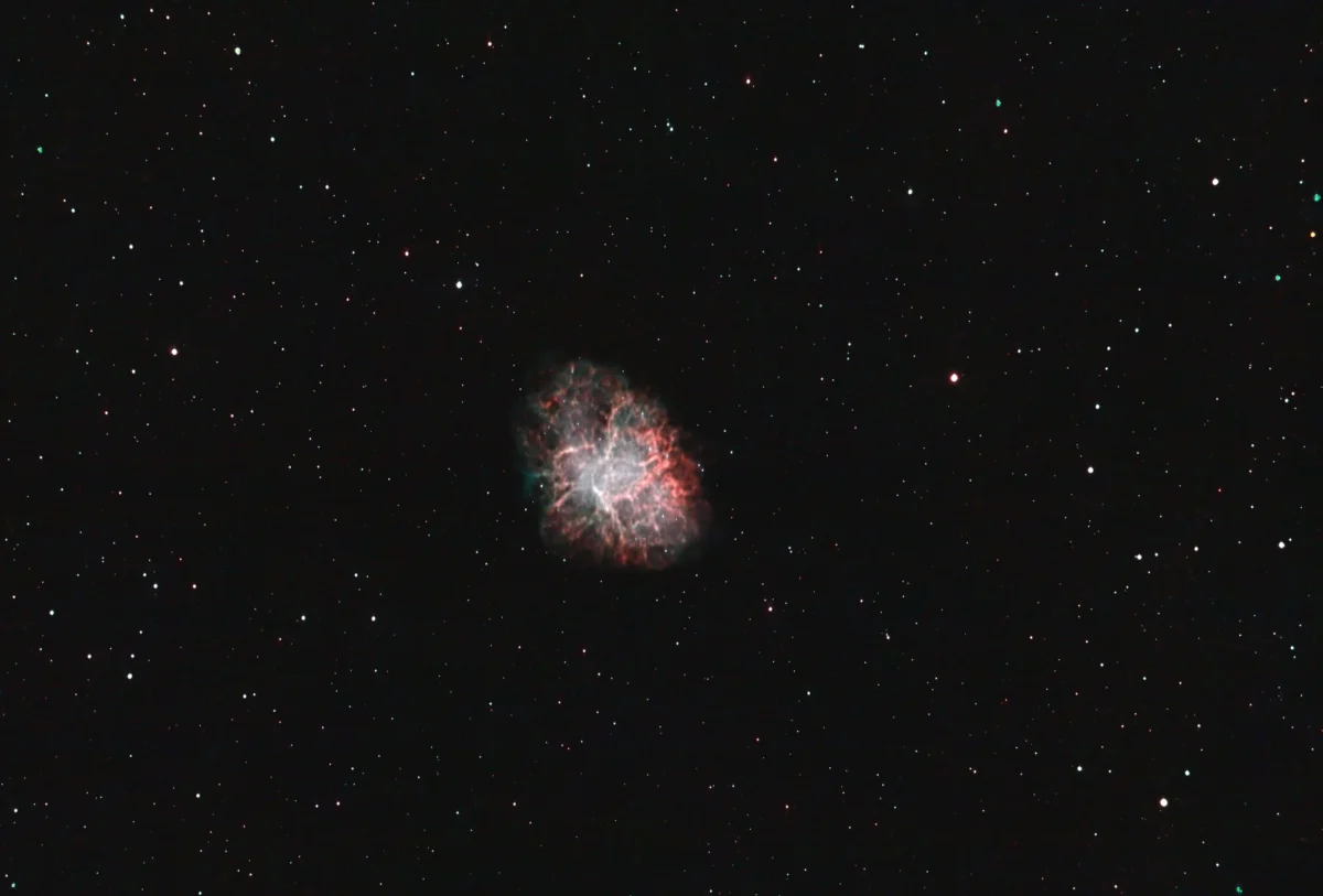 Messier 1 (Crab Nebula) in Taurus — supernova remnant of SN 1054, photographed from Plau am See on 15 Dec 2025