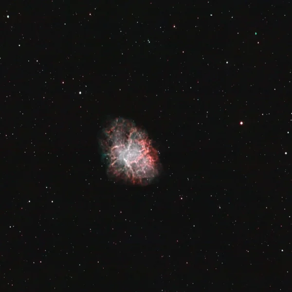Messier 1 (Crab Nebula) in Taurus — supernova remnant of SN 1054, photographed from Plau am See on 15 Dec 2025