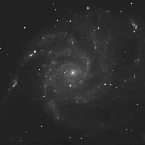 Messier 101 (Pinwheel Galaxy) in Ursa Major — mono LRGB + Hα stack from Mecklenburg-Vorpommern