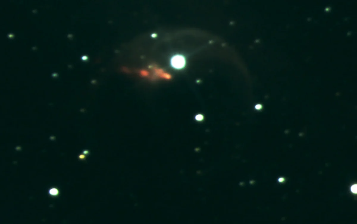 NGC 7635 (Bubble Nebula) in Cassiopeia — wind-blown emission shell around BD+60° 2522, photographed from Plau am See on 3 Sep 2025
