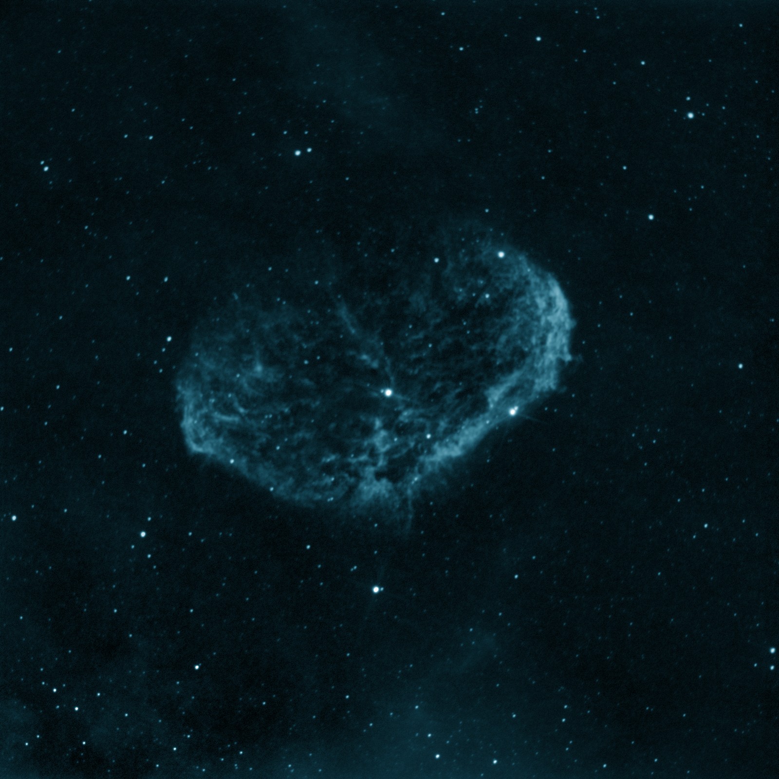 Crescent Nebula in OIII — HOO Project, Night 1 (NGC 6888)