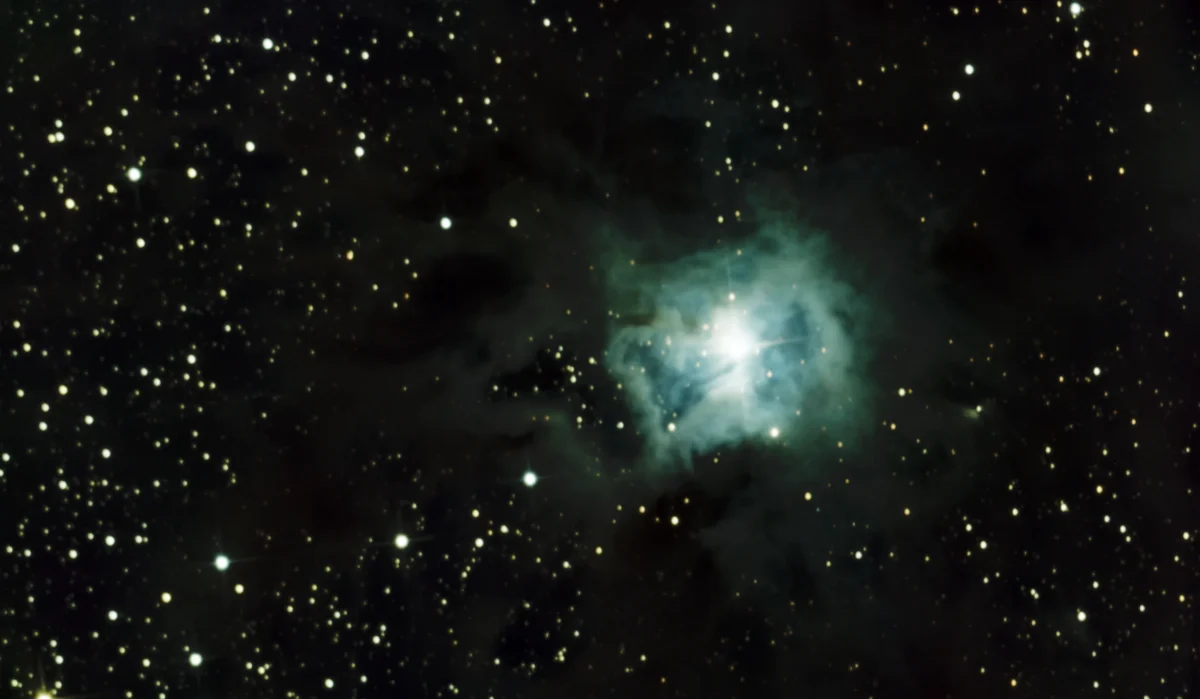 NGC 7023 (Iris Nebula) in Cepheus — blue reflection nebula in LDN 1174, photographed from Plau am See on 19-20 Oct 2025