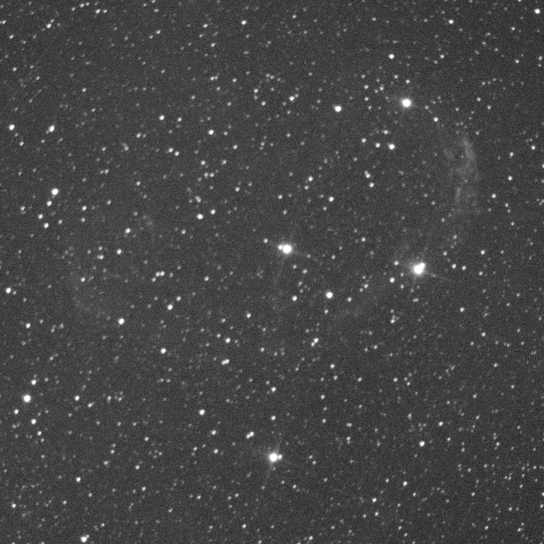 A single 300-second hydrogen-alpha sub — faint and grainy.