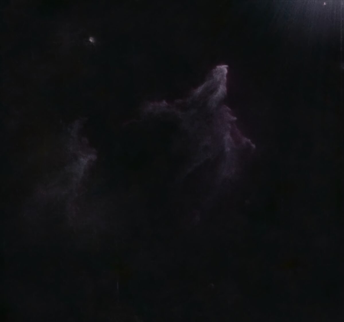 Starless view of the SH2-185 nebula isolating the Ghost of Cassiopeia dust and gas.